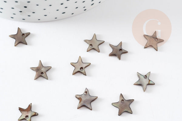 Charm etoile nacre noire naturelle 11mm, x10 (G4497)