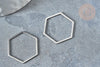 Charms hexagone acier 201 inoxydable argenté 20mm,création bijoux acier inoxydable, x1 G7863
