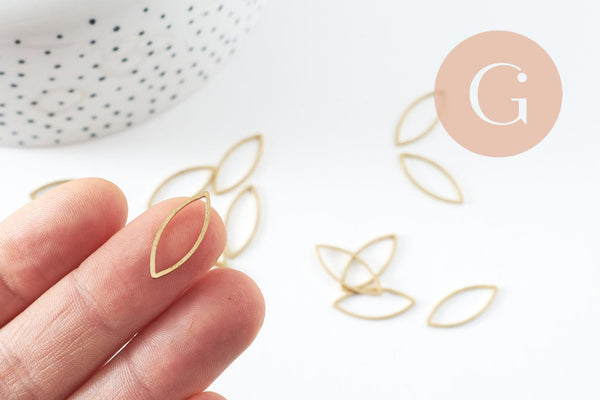 Charms marquise laiton brut 20x8mm, pendentif géométrique création bijoux, x50 (G0017)