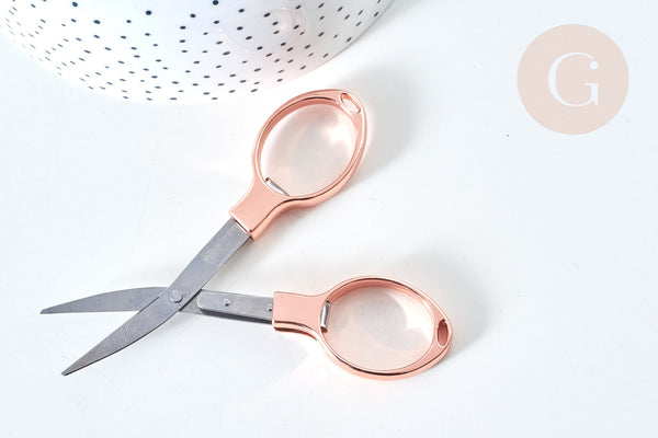 Ciseau de poche pliant acier 304 inoxydable or rose 9,6mm, fourniture bijoux, ciseau couture, fourniture mode x1, G7841