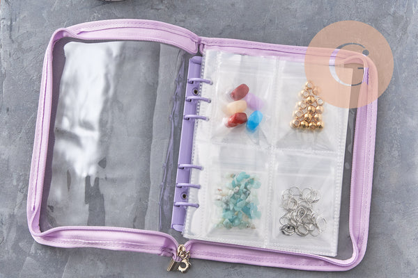 Classeur de rangement pour bijoux violet ou noir 25x19 cm, x1 (G10890)