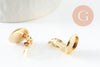 Clip boucle oreille support cabochon rond 12mm acier 304 inoxydable doré, x2 (G9724)