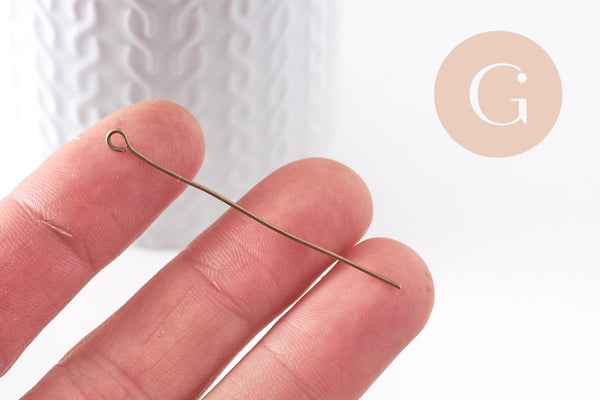 Clou tige tête boucle fer bronze 50mm, x10Gr (G10138)