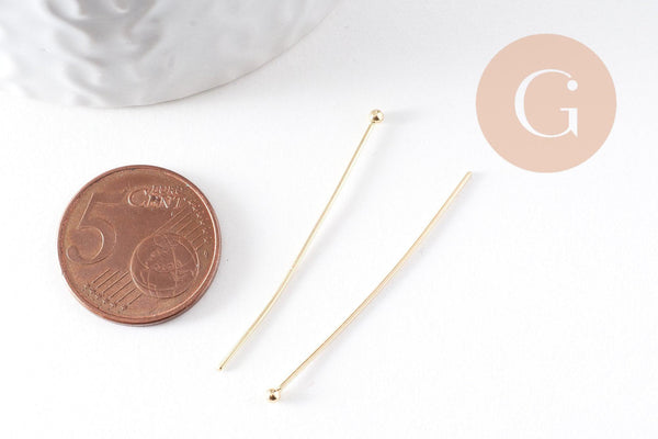 Clou tige tête boule acier 304 inoxydable doré 41mm, x20 (G6227)