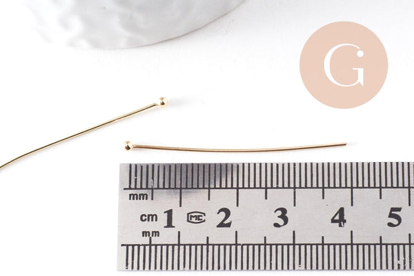 Clou tige tête boule acier 304 inoxydable doré 41mm, x20 (G6227)