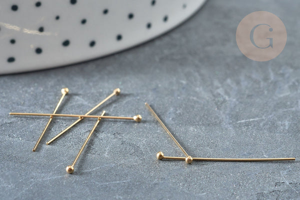 Clou tige tête boule gold filled 14K 25mm, x5 (G7978)