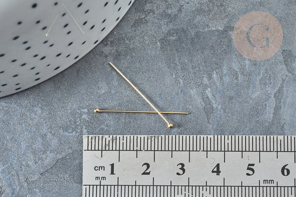 Clou tige tête boule gold filled 14K 25mm, x5 (G7978)