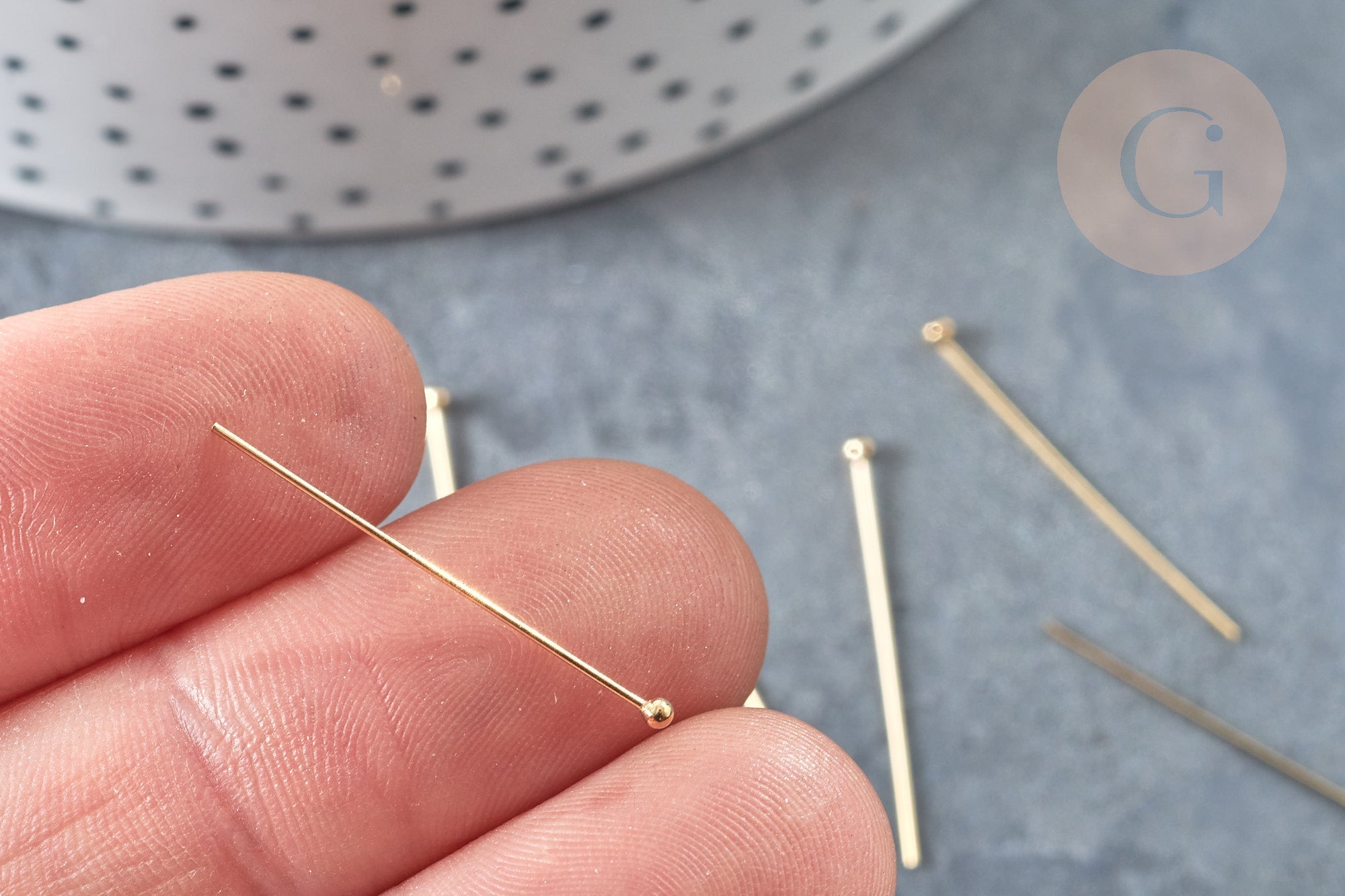 Clou tige tête boule gold filled 14K 25mm, x5 (G7978)