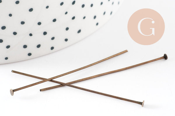 Clou tige tête plate fer bronze 50mm, x50 (10Gr) (G9328)