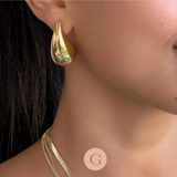 Clous Boucles gouttes bulle laiton doré 16k 26.5mm, la paire (G9725)
