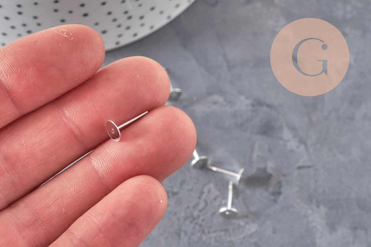 Clous-puces oreille acier inoxydable 304 argenté 6mm, x10 (G11308)