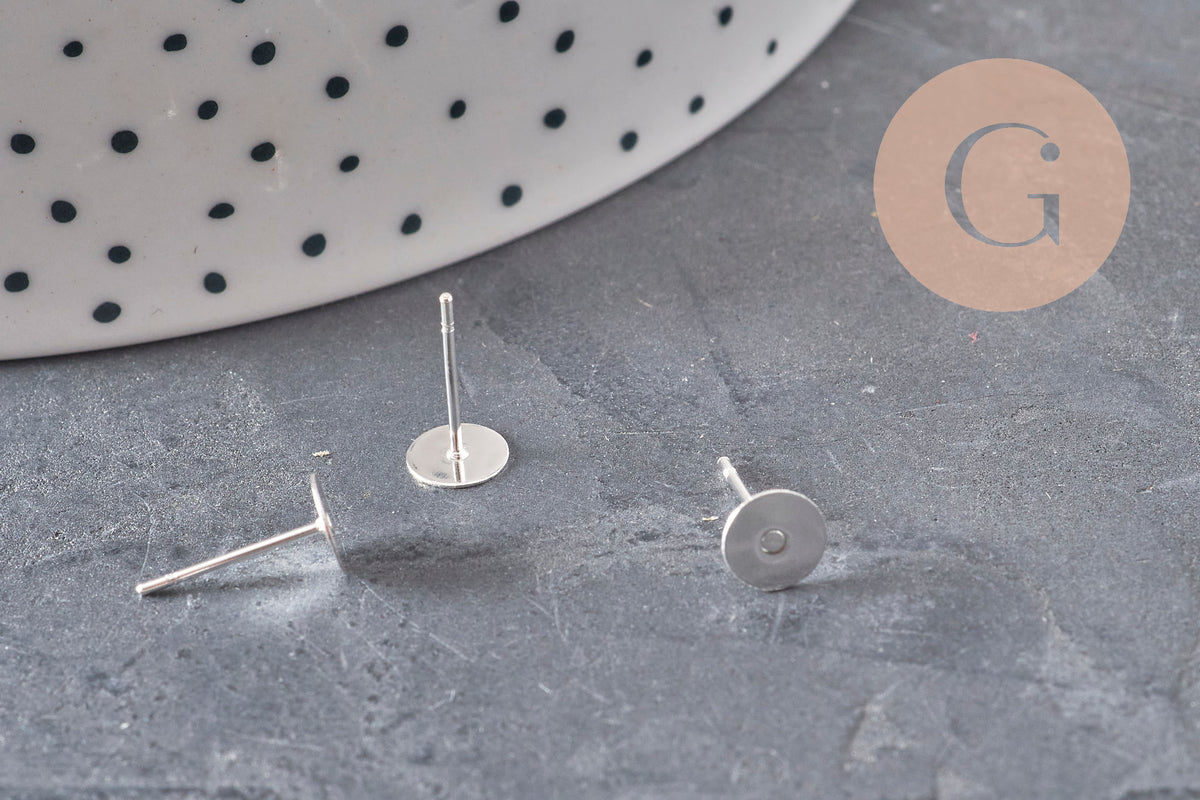 Clous-puces oreille acier inoxydable 304 argenté 6mm, x10 (G11308)