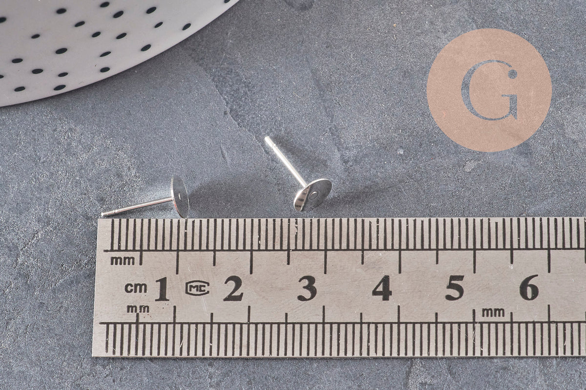 Clous-puces oreille acier inoxydable 304 argenté 6mm, x10 (G11308)
