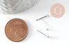 Clous-puces oreille acier inoxydable 316 platine 3mm, x50 (2.9gr) (G9465)