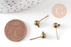 Clous-puces oreille boule bronze avec anneau, boucles d'oreille,oreille percée,diamètre 5mm, x 10 (G0647)