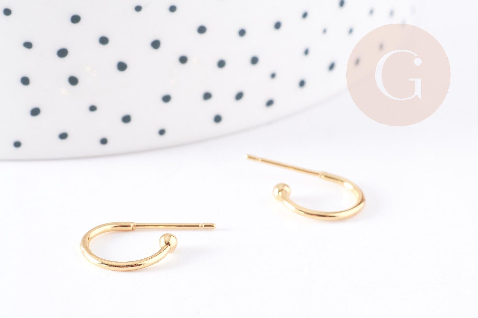 Clous-puces oreille en acier 304 inoxydable 18.5mm, x2 (G5685)
