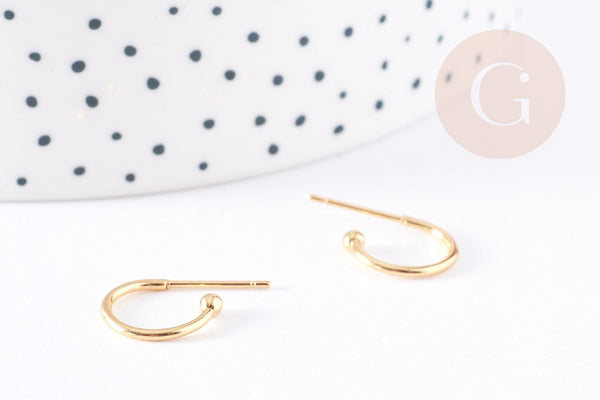 Clous-puces oreille en acier 304 inoxydable 18.5mm, x2 (G5685)