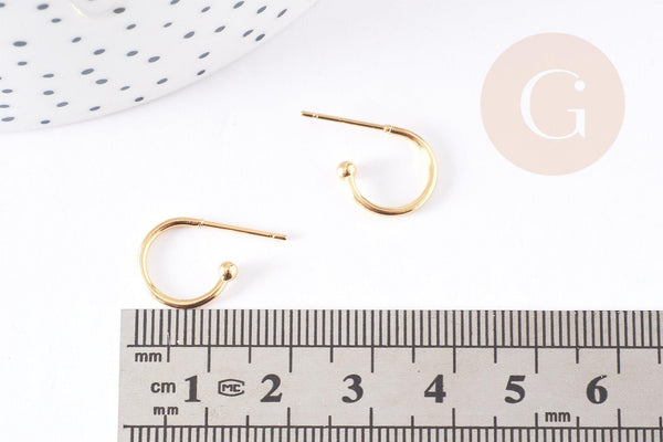 Clous-puces oreille en acier 304 inoxydable 18.5mm, x2 (G5685)