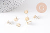 Clous-puces oreille fleur acier 201/316 inoxydable dore 24K lisse 1 trou 9mm, la paire (G10487)