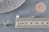 Clous-puces oreille rond acier 304 inoxydable argenté 925 texturé 12mm, la paire (G11189)