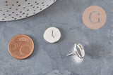 Clous-puces oreille support cabochon rond 12mm acier 304 inoxydable argenté, x10 (G11214)