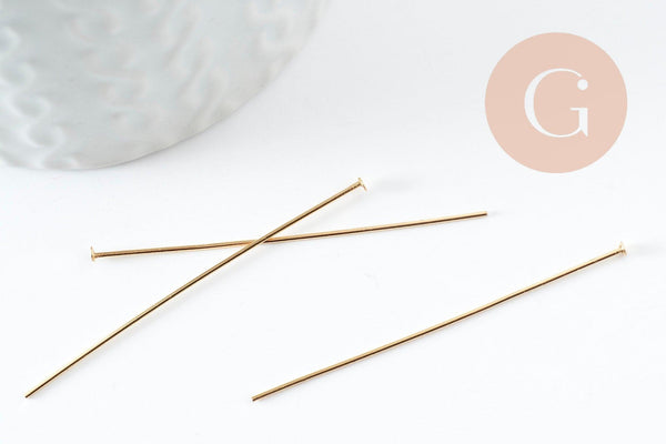 Clous tige tête boule acier doré 304 inoxydable 50mm, x10 (G9463)