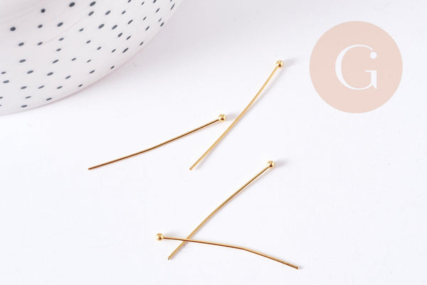 Clous tige tête boule acier doré 304 inoxydable IP 30mm , x20 (G8756)