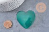 Coeur agate naturelle vert druze 47mm, x1 (G5652)