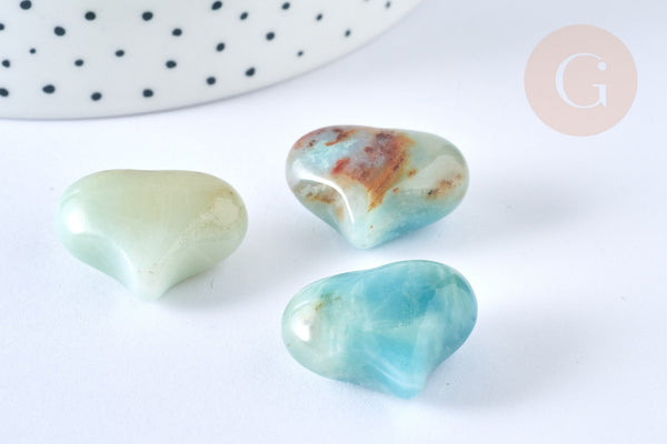 Coeur décoratif amazonite séance lithothérapie 25 mm, x1 (G7169)