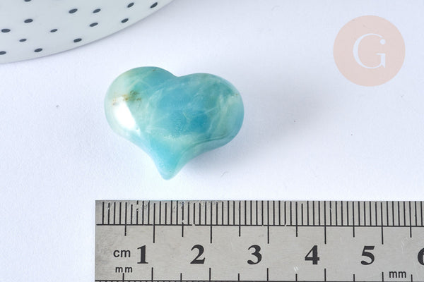 Coeur décoratif amazonite séance lithothérapie 25 mm, x1 (G7169)
