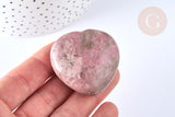 Coeur décoratif en rhodonite naturelle pierre lithothérapie 44,5-45mm, x1 (G7176)