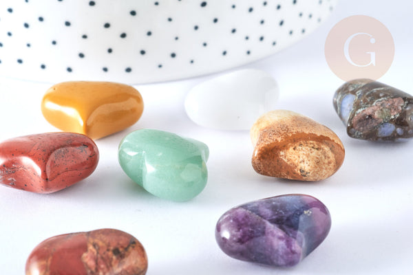 Coeur décoratif pierres mélangées ou lithothérapie 25mm, x1 (G7167)