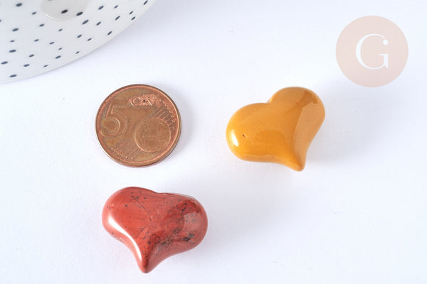 Coeur décoratif pierres mélangées ou lithothérapie 25mm, x1 (G7167)