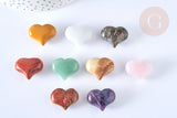 Coeur décoratif pierres mélangées ou lithothérapie 25mm, x1 (G7167)