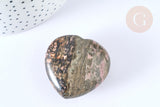 Cœur jaspe sang de dragon naturel 44-45mm,lithotherapie,décoration pierre naturelle, x1 (G7180)