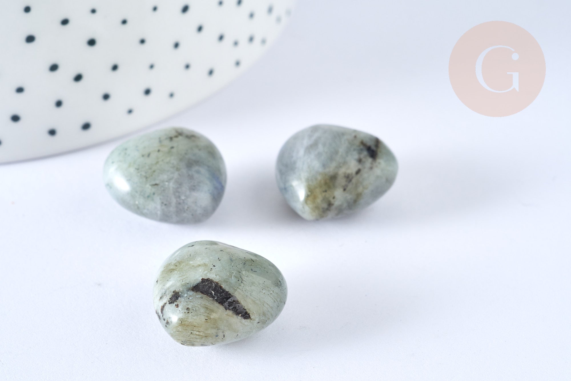 Cœur labradorite naturelle 20mm ,lithotherapie, coeur de décoration pierre naturelle, x1 (G7177)