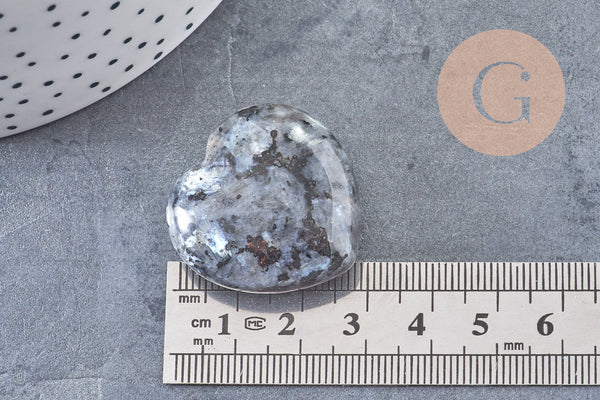 Coeur labradorite naturelle, labradorite naturelle roulée, pierre semi-precieuse, séance lithothérapie, 31mm, x1 G5615