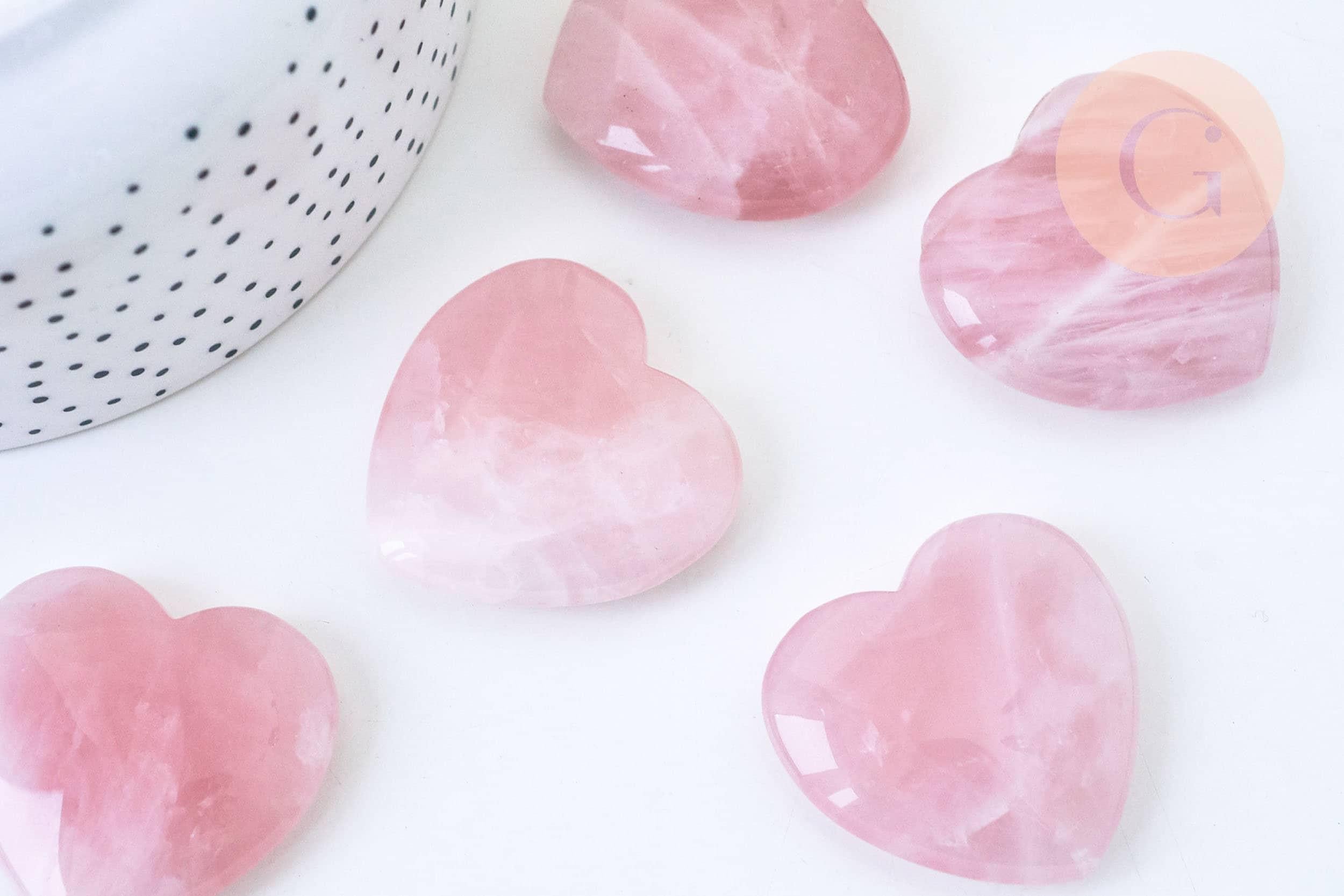 Cœur En Quartz Rose 40mm - Pierre Semi-Précieuse Pour Création Bijou Ou Décoration
