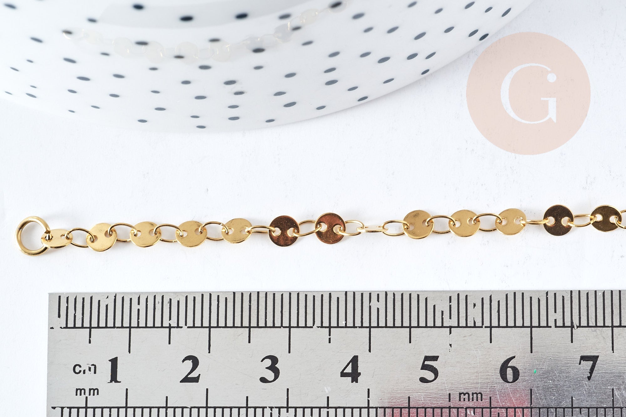 Collier Chaine Pastille avec fermoir acier 304 inoxydable doré 4mm-45cm,chaine complète avec fermoir en acier, x1 G8780