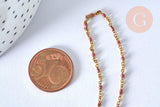 Collier Chaine acier doré 304 inoxydable 14 carats complète résine rose 1.5mm-45.5cm,chaine dorée, x1, G0327