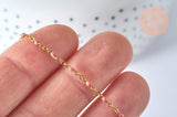 Collier Chaine acier doré 304 inoxydable 14 carats complète résine rose 1.5mm-45.5cm,chaine dorée, x1, G0327