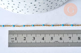 Collier Chaine avec fermoir acier inoxydable doré IP 14k complète résine turquoise 1.5mm-45cm, x1 (G5409)