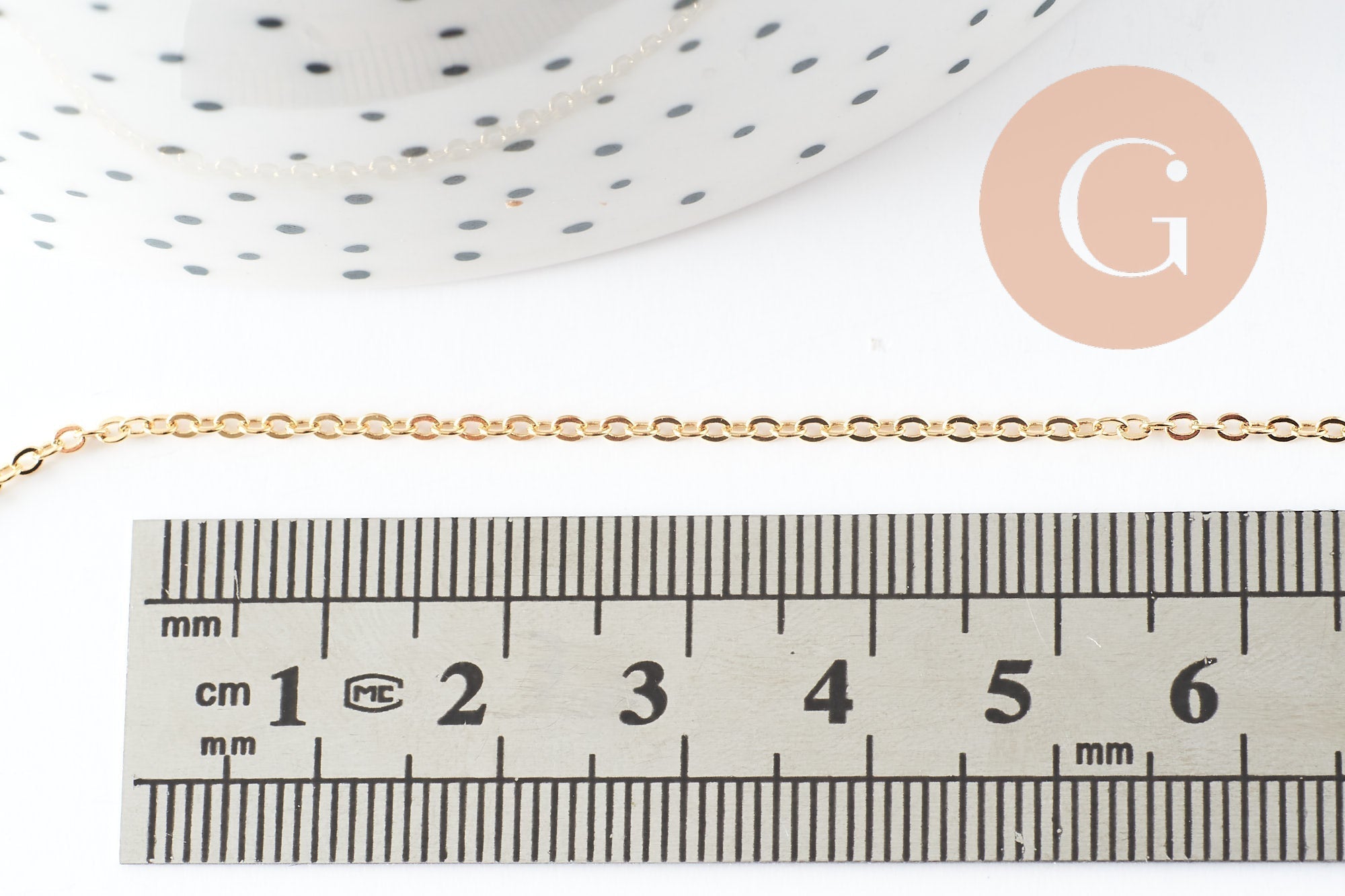 Collier Chaine avec fermoir forçat cuivre dorée 16K 0.5microns collier 1.8mm/45cm, x1 (G5341)