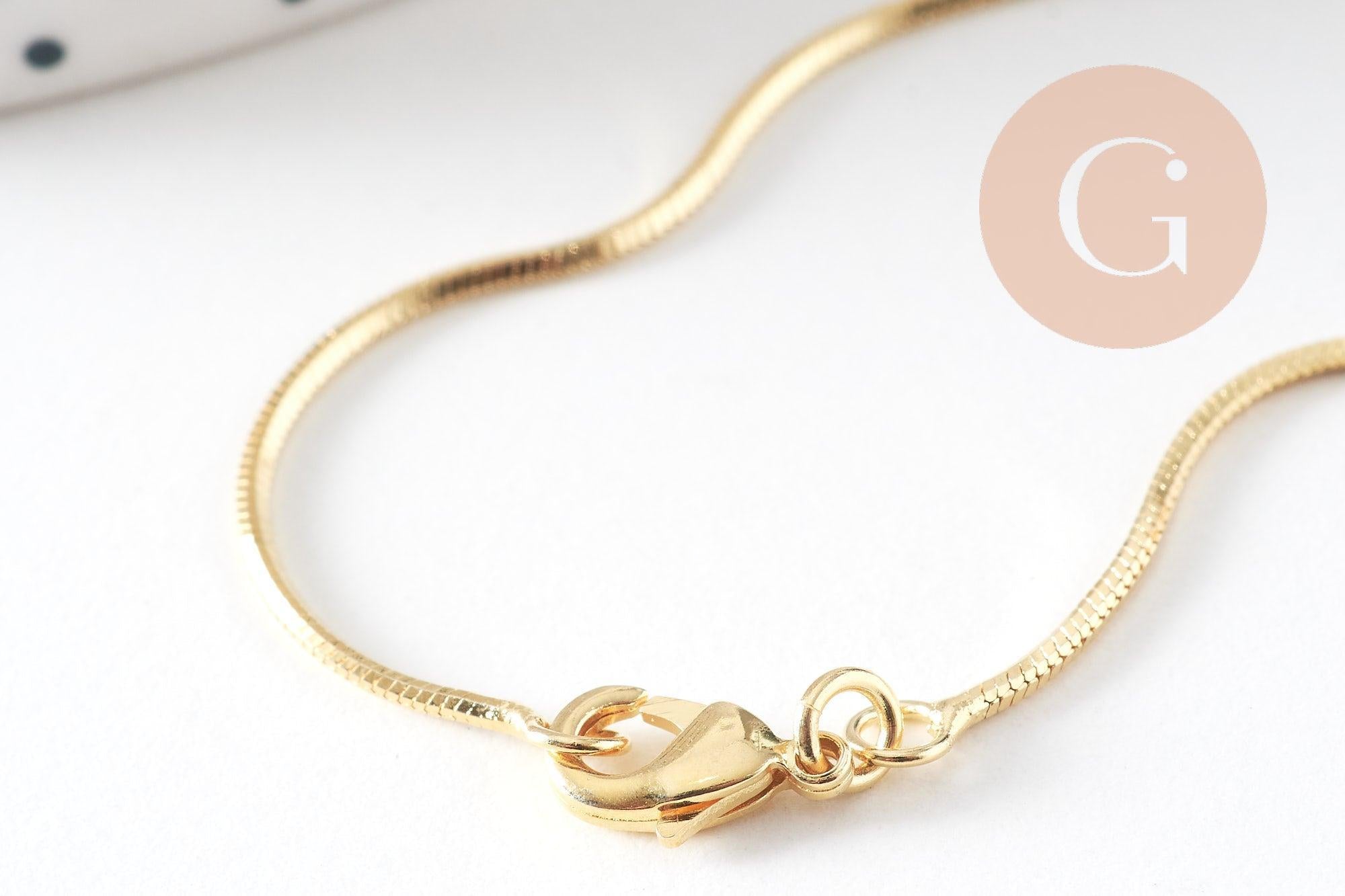 Collier Chaine avec fermoir serpent laiton doré 43cm, x1 (G7106)