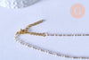 Collier Chaine complète acier doré perles rocaille blanches artisanales, acier inoxydable doré,40.7cm, x1 G3778