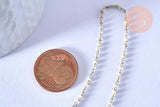 Collier Chaine complète acier doré perles rocaille blanches artisanales, acier inoxydable doré,40.7cm, x1 G3778