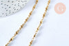 Collier Chaine complète acier dorée 14k boule, chaine fantaisie sans nickel, acier doré, chaine complète,2.mm,45.5cm, x1 G0142