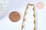 Collier Chaine complète acier dorée 14k feuille,chaine collier,sans nickel,acier doré, chaine complète,44.5m, x1 G0631