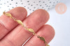 Collier Chaine complète acier dorée 14k feuille,chaine collier,sans nickel,acier doré, chaine complète,44.5m, x1 G0631