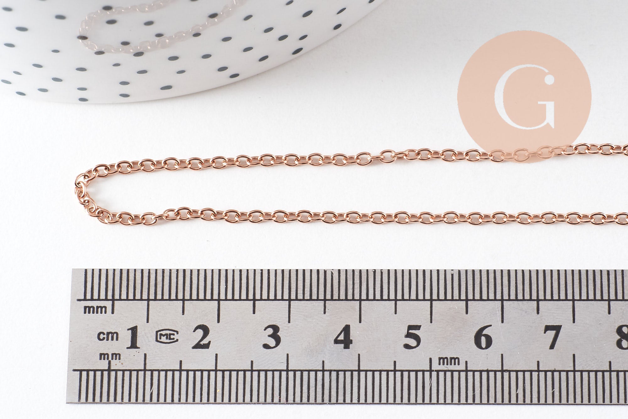 Collier Chaine complète avec fermoir acier inoxydable or rose IP 14k forçat 1.9mm/45cm, x1 (G10612)